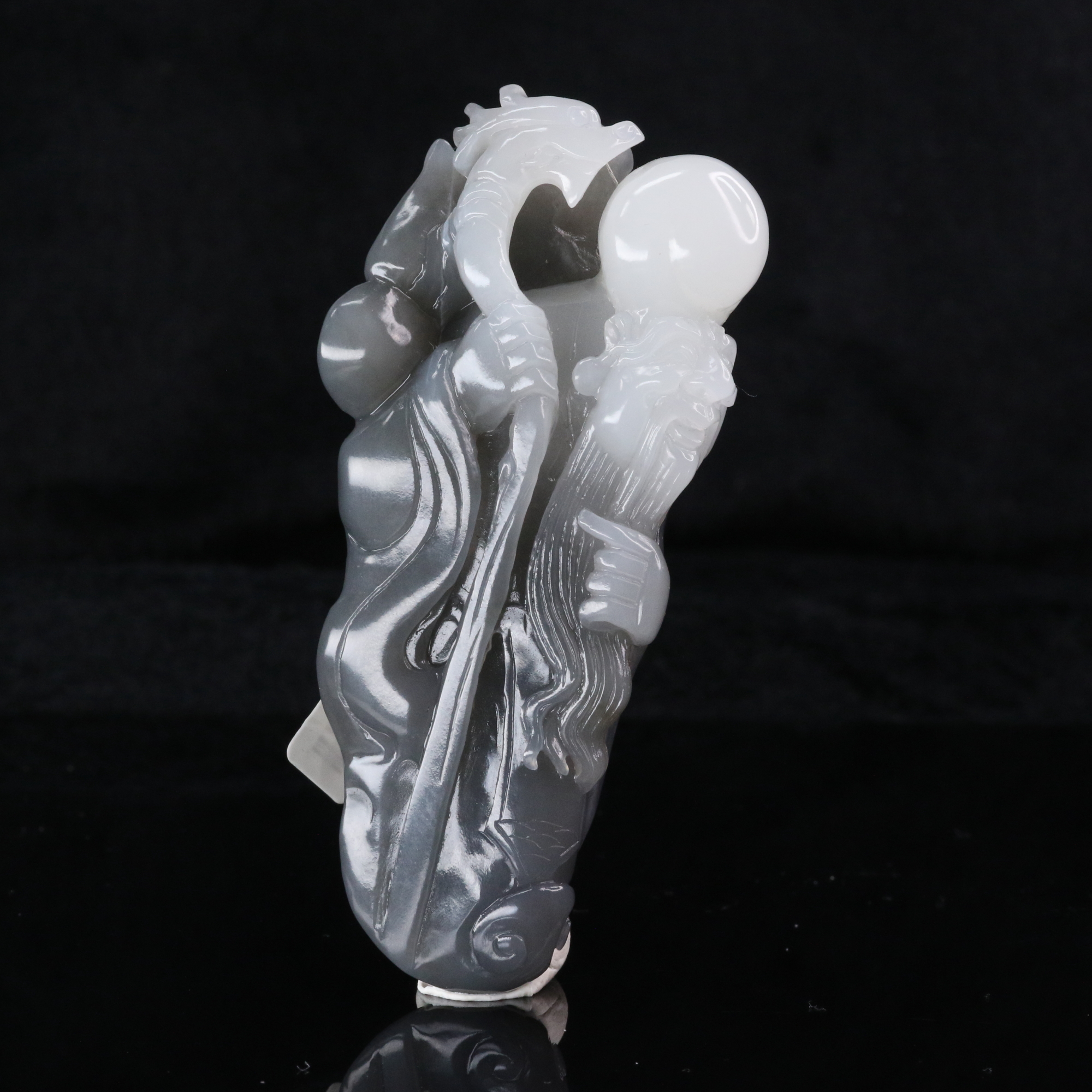 8和田玉浓烟紫寿星/300169北京中保拍卖