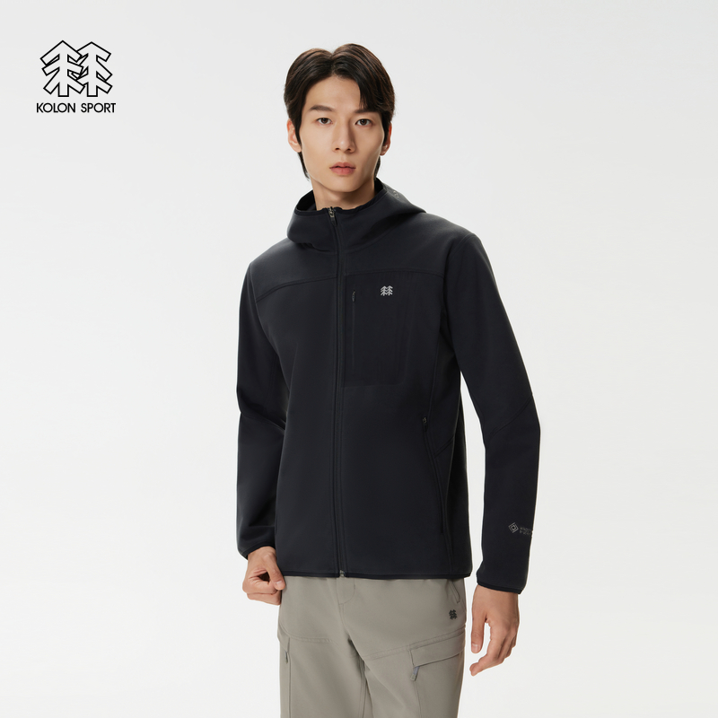 KOLON SPORT可隆软壳衣防风透湿GTX WINDSTOPPER男士抓绒连帽夹克