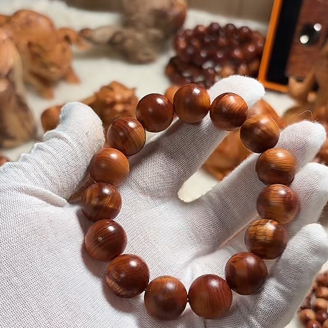 非金属木质手链 红油陈化老料高密度手工匠心木制串珠男女盘玩