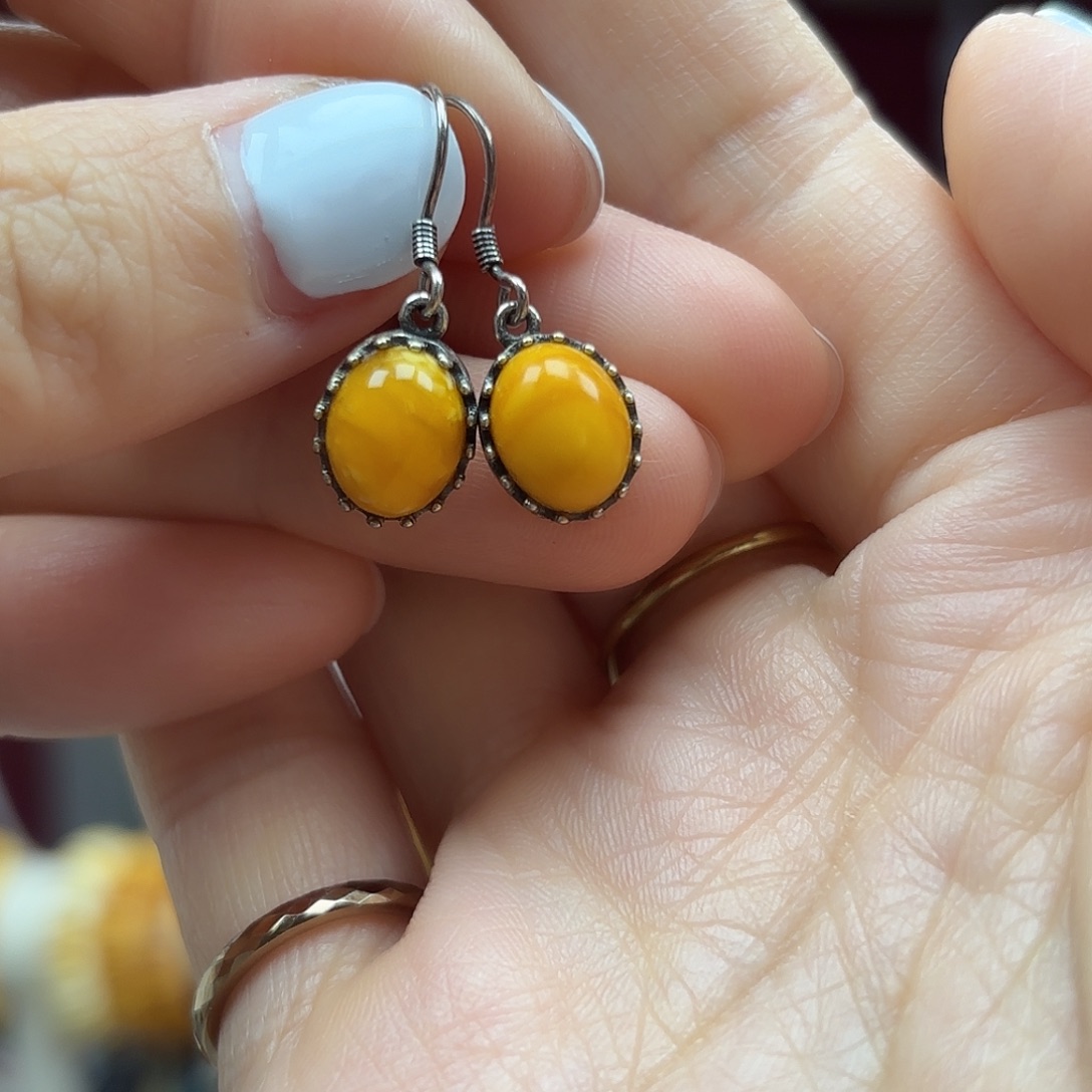 银S925镶嵌蜜蜡耳饰耳坠