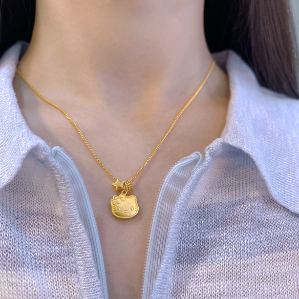 5G工艺足金999可爱凯蒂猫套链