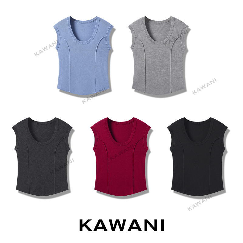 【KAWANI】120S德国Biella100羊毛岛精扬子纱无袖U领夏季打底衫女装
