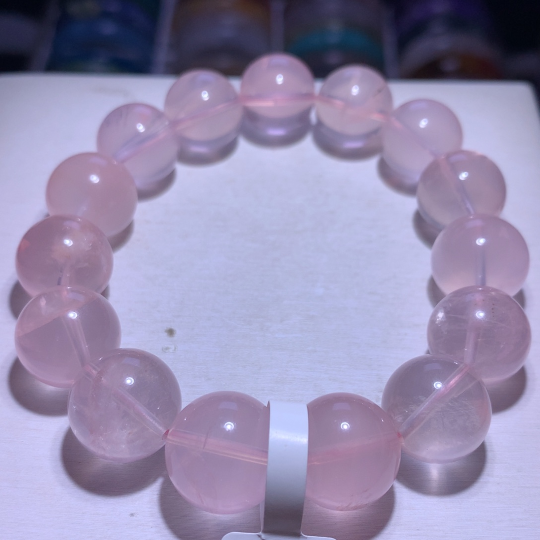 手串银S925镶嵌水晶粉晶15.6m