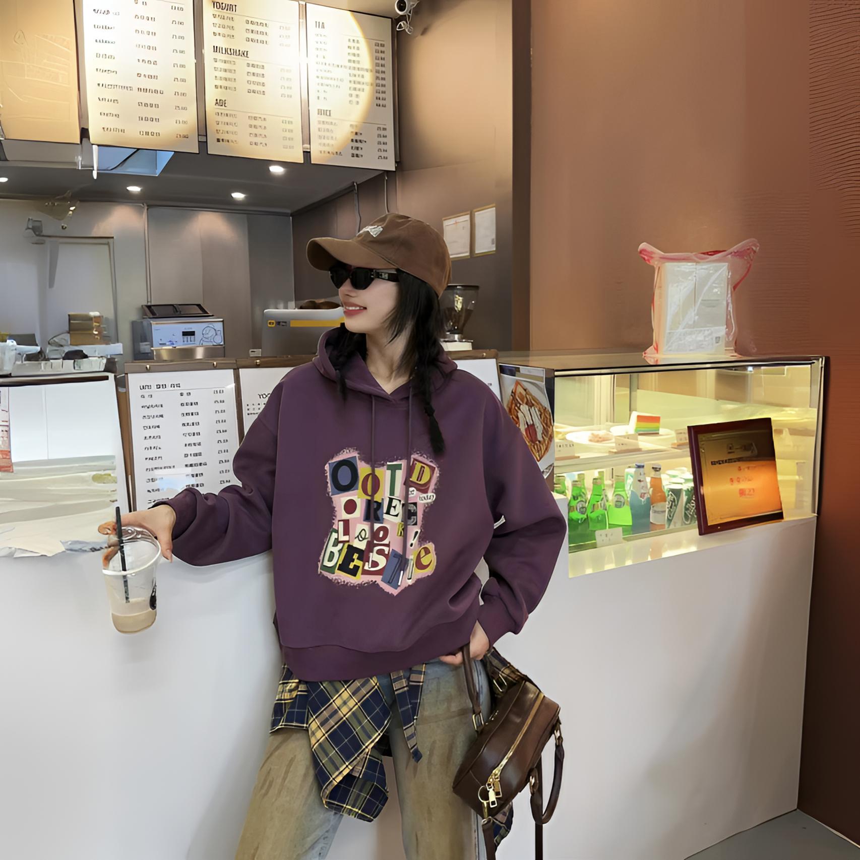 【蔓迪欧尚】2025卫衣春秋季新款时尚百搭休闲印花字母连帽上衣805