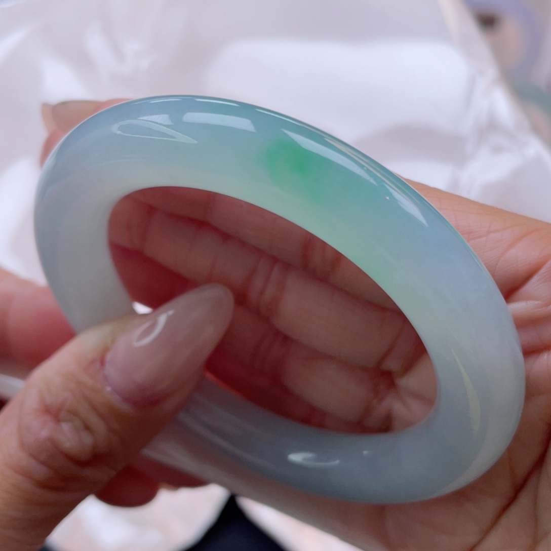 未镶嵌手镯翡翠53.7圈 甜心宝贝 冰胶共存 48号