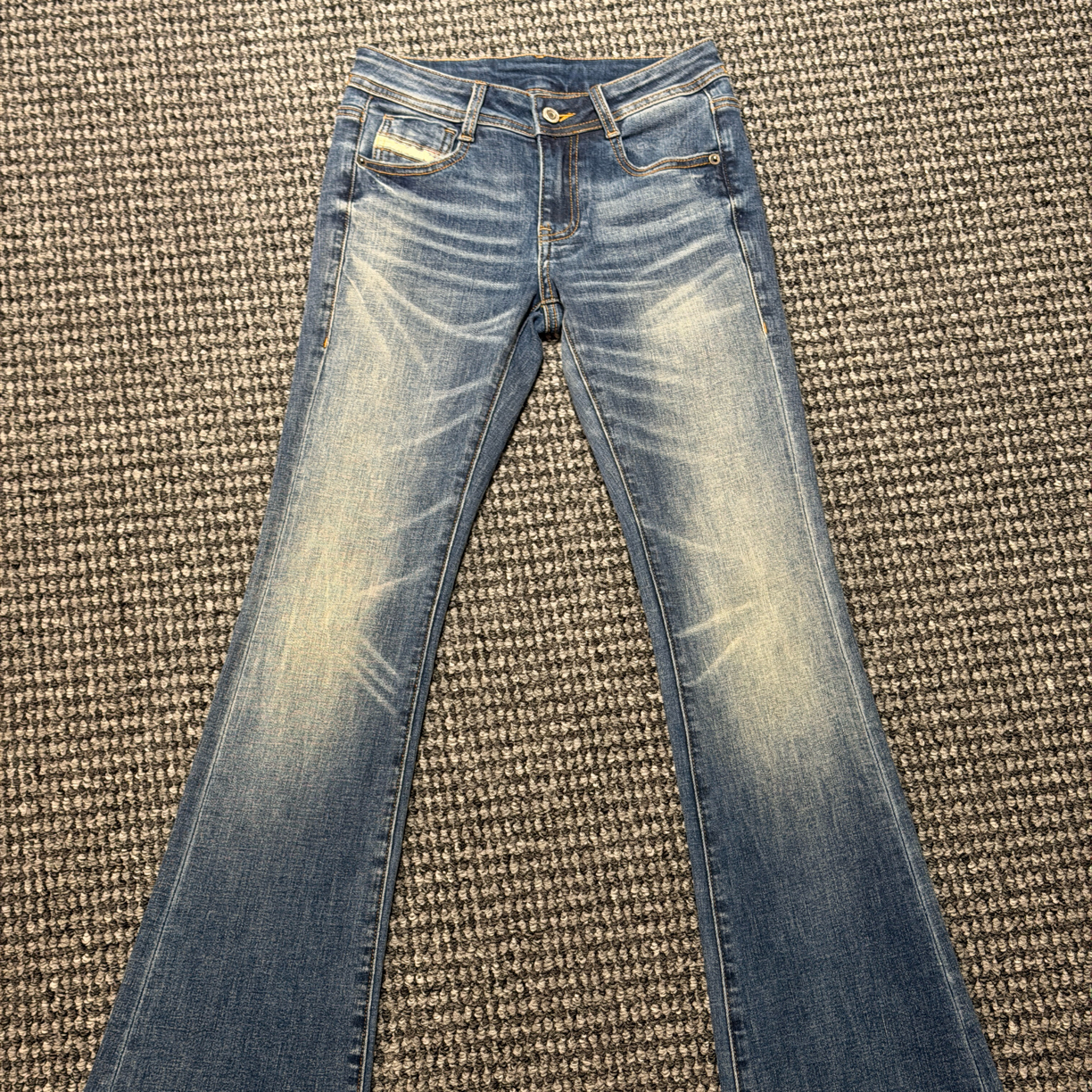 敖敖【打版一年低腰微喇牛仔裤】紧身高弹磨破