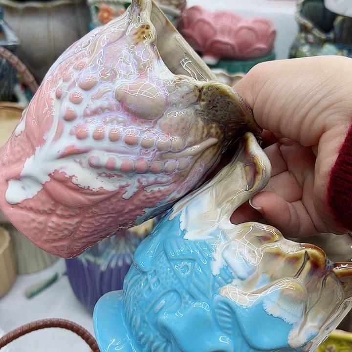 多肉绿植陶瓷花盆9.9包邮，有孔