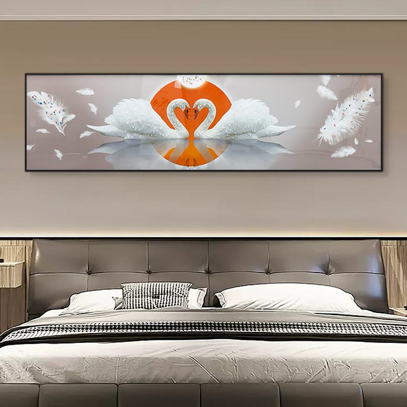 浪漫天鹅卧室房间床头装饰画简约背景墙客厅挂画天鹅40150