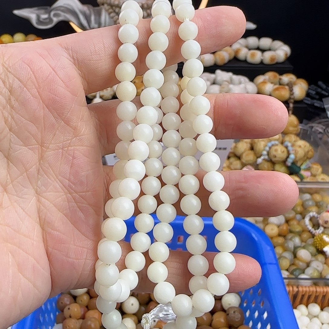 菩提根/象牙果吊坠卡6白圆100+14备珠