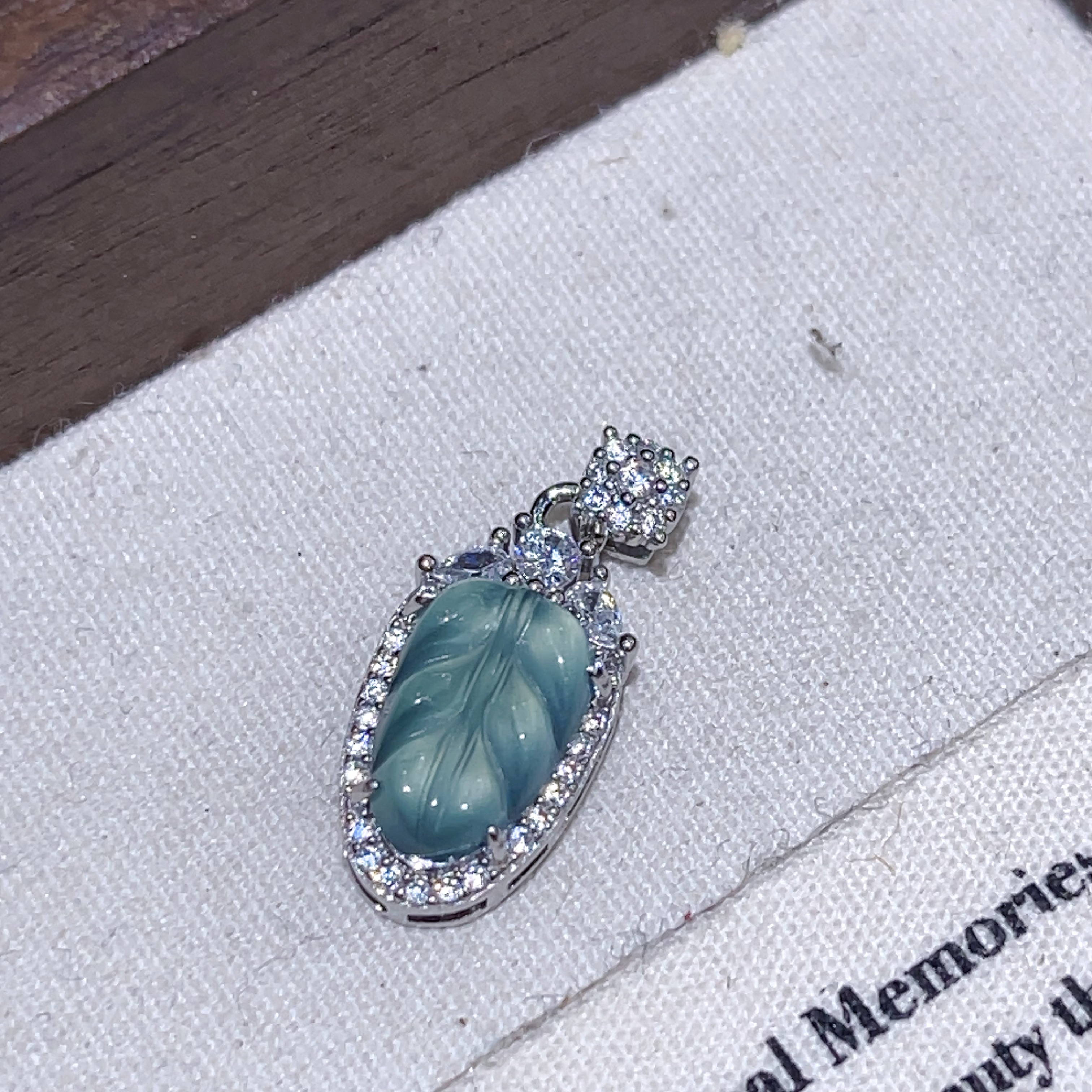 链子925银 F523绿色树叶一夜暴富吊坠