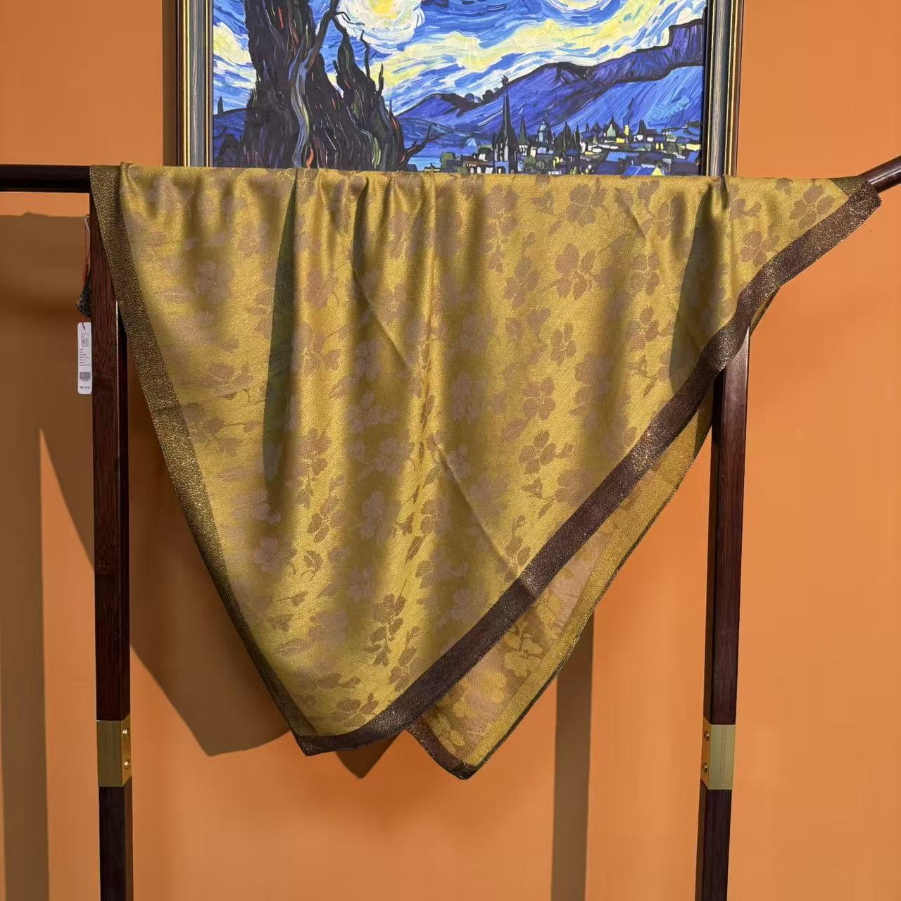 【金蕊】100*100重磅软金丝高货重磅国风高端丝巾-V19