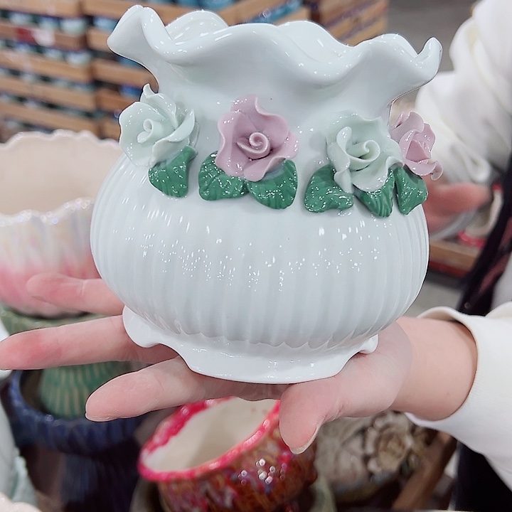 有孔，凑单福利满10元发货陶瓷多肉花盆！