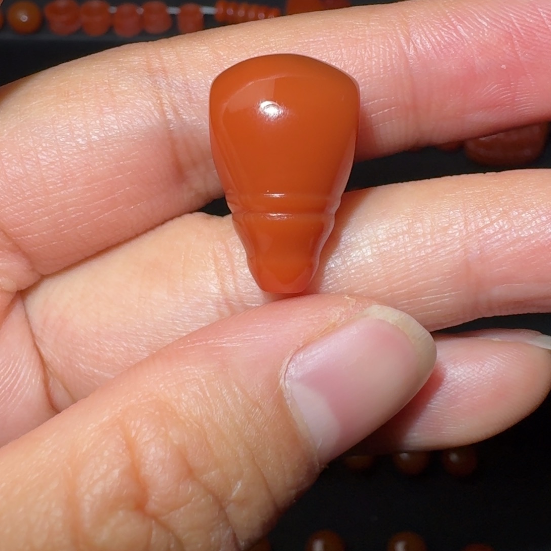 南红玛瑙未镶嵌满肉柿子红三通13