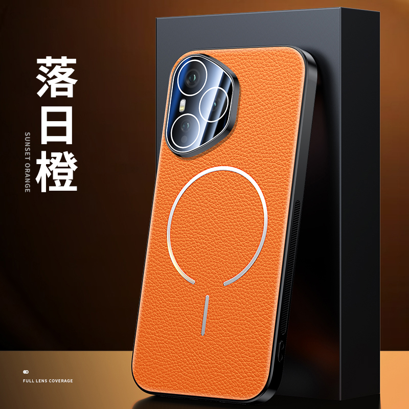 适用荣耀400pro手机壳高清全包新款荣耀400车载磁吸素皮超薄商务