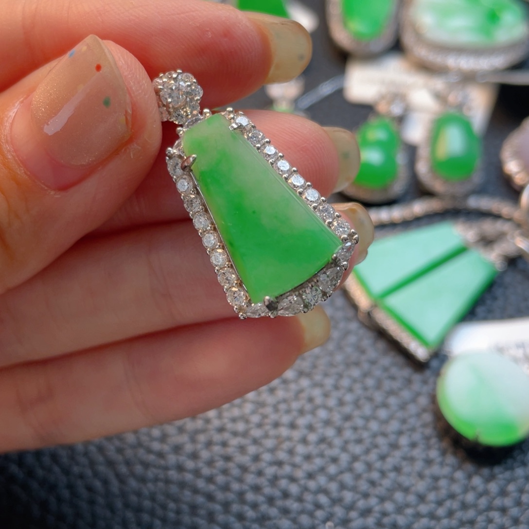 翡翠银S925镶嵌吊坠(不含链)