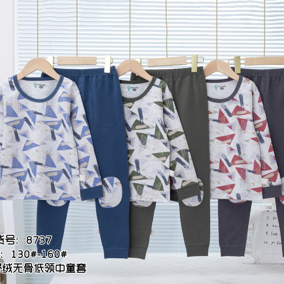 新款儿童秋衣秋裤男童舒适舒绒带护膝舒适柔软亲肤