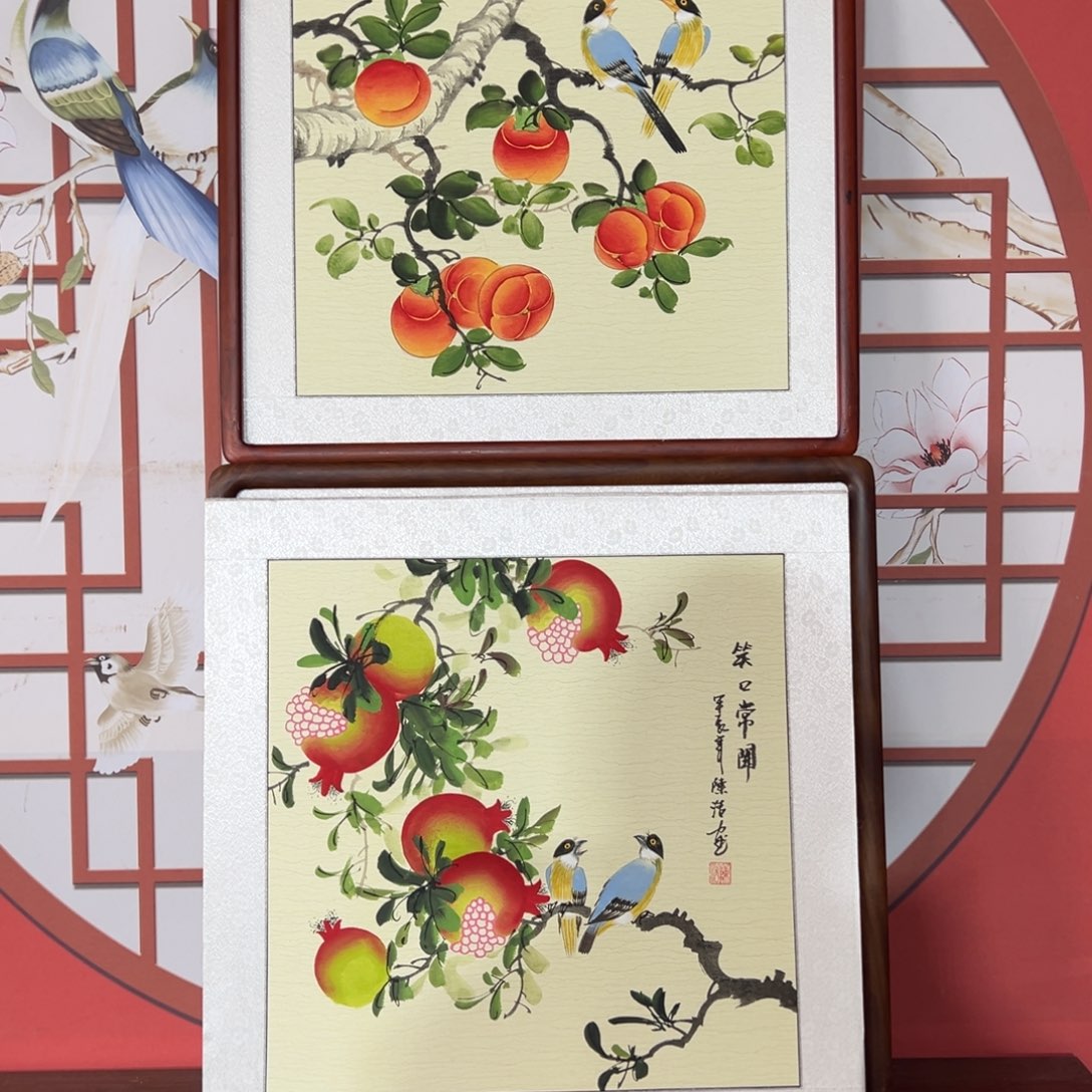 国画带框尺寸63✖️63手绘包邮