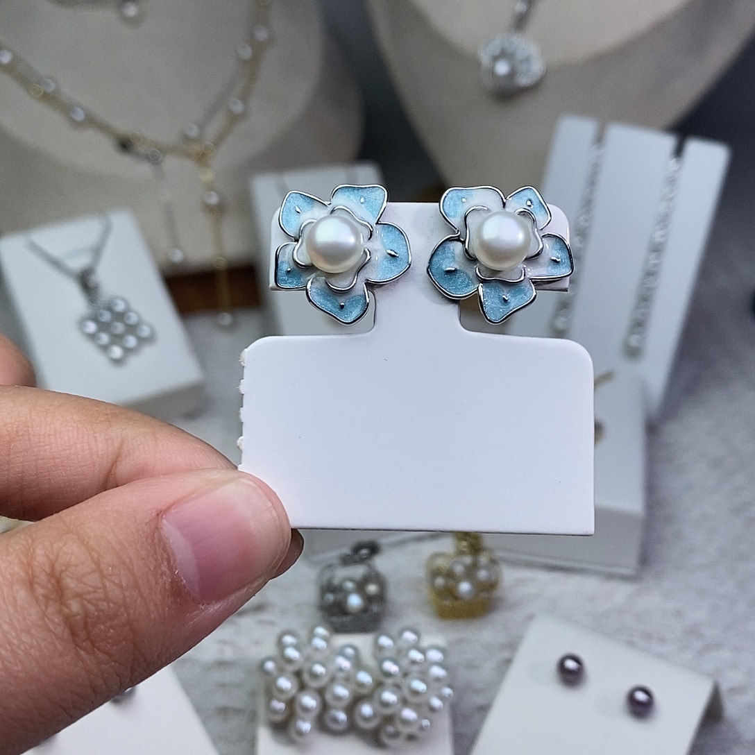 淡水珍珠耳饰银S925镶嵌