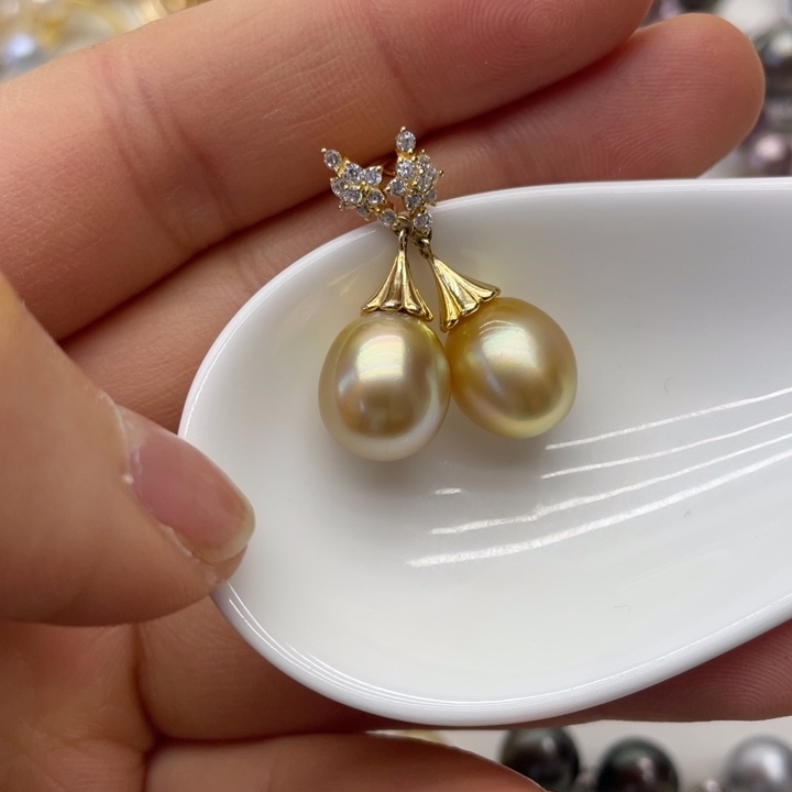 海水珍珠耳饰银S925镶嵌