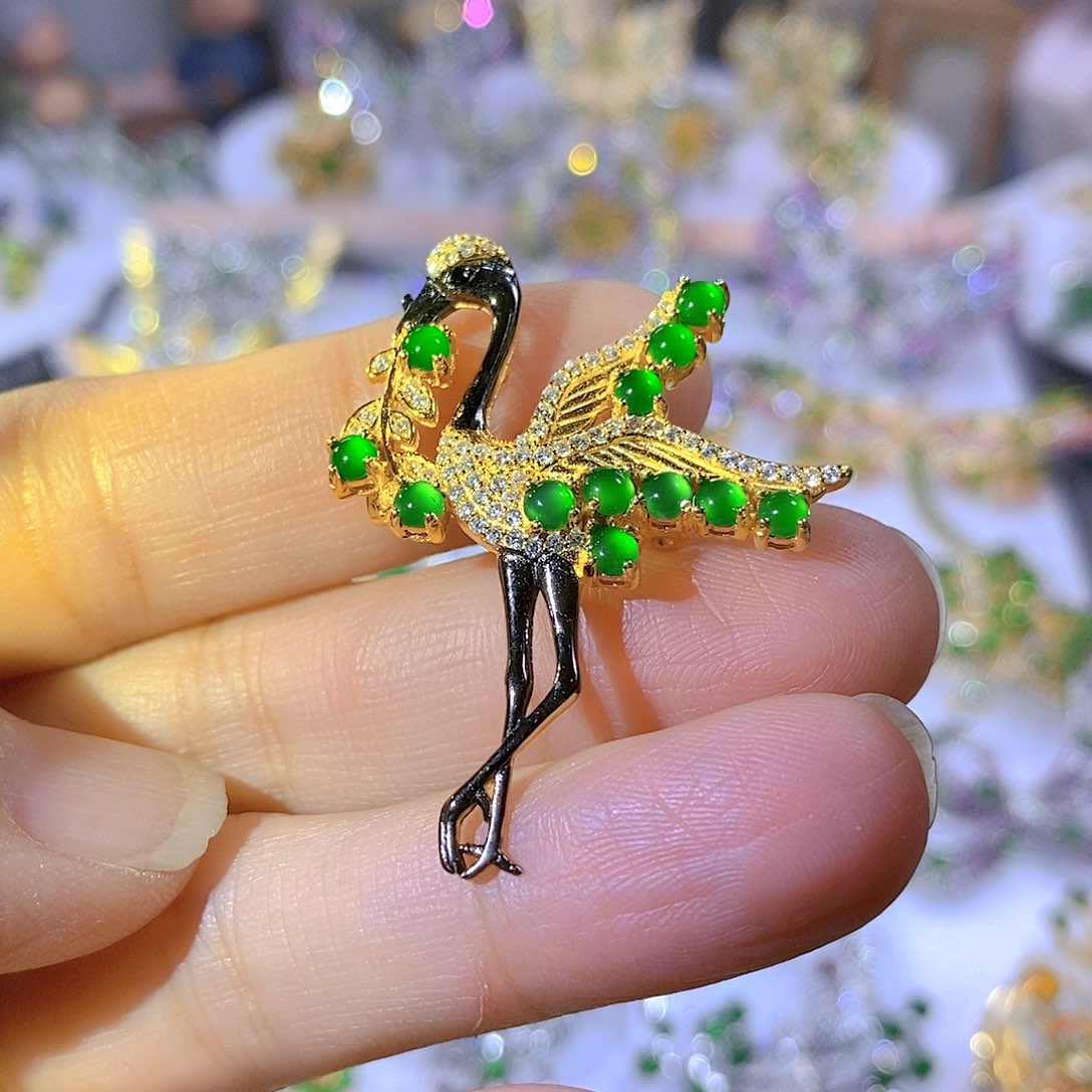 颈饰银S925镶嵌翡翠