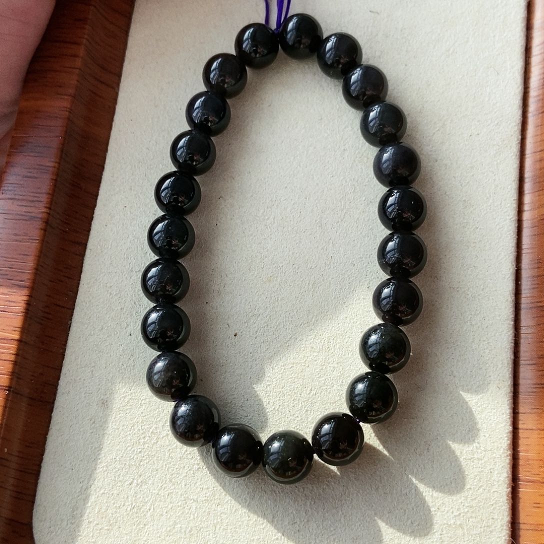 和田玉手链未镶嵌8mm帝王紫