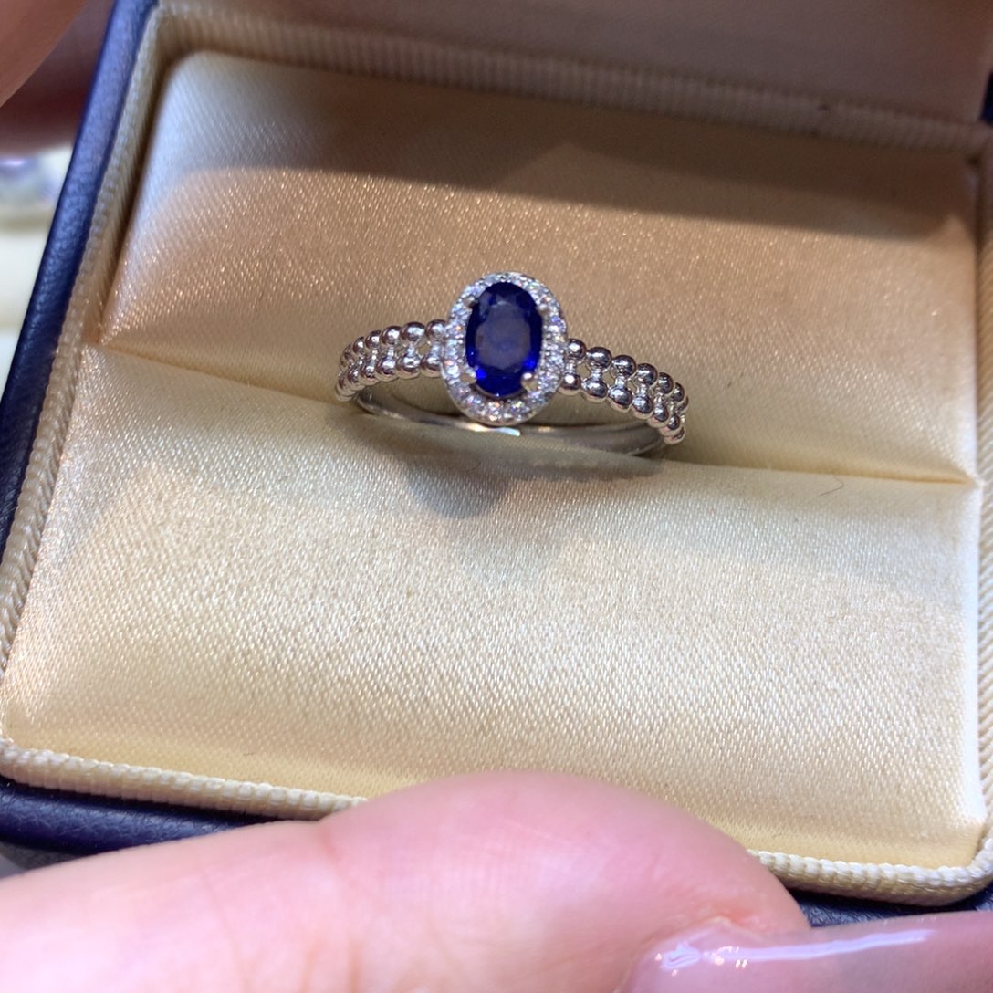 戒指蓝宝石银S925镶嵌
