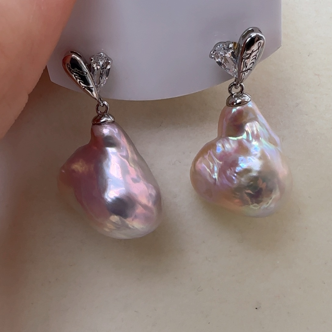 银S925镶嵌淡水珍珠耳饰