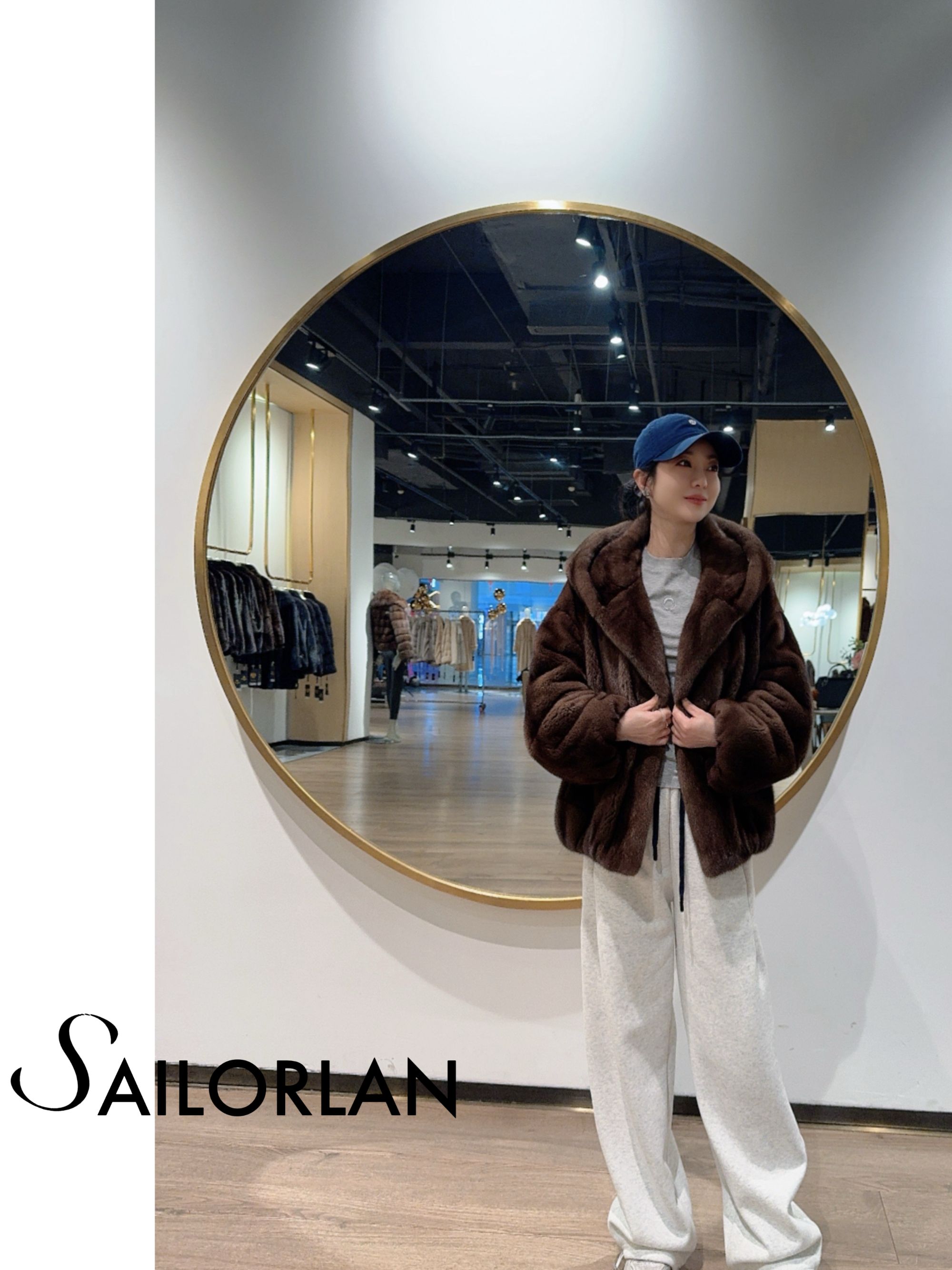 SAILORLAN「天使的风铃」减龄时尚气质貂皮外套水貂皮草女