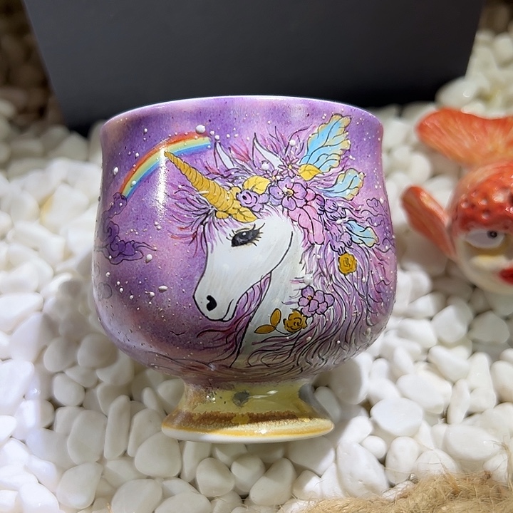 手绘独角兽茶杯杯