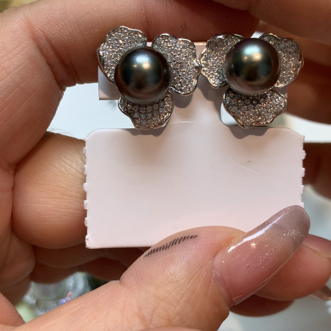 海水珍珠耳饰银S925镶嵌