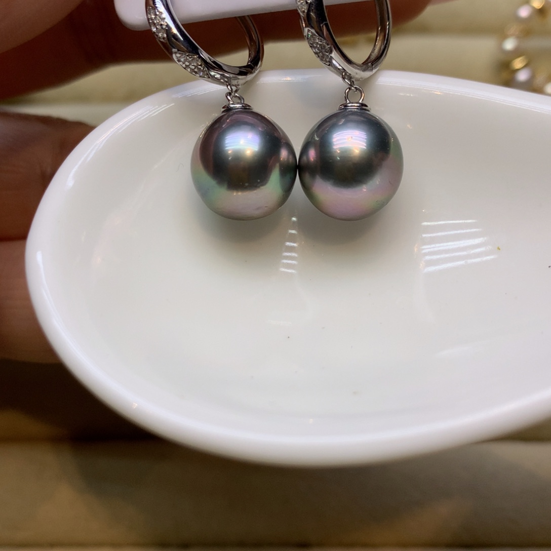 银S925镶嵌耳饰海水珍珠