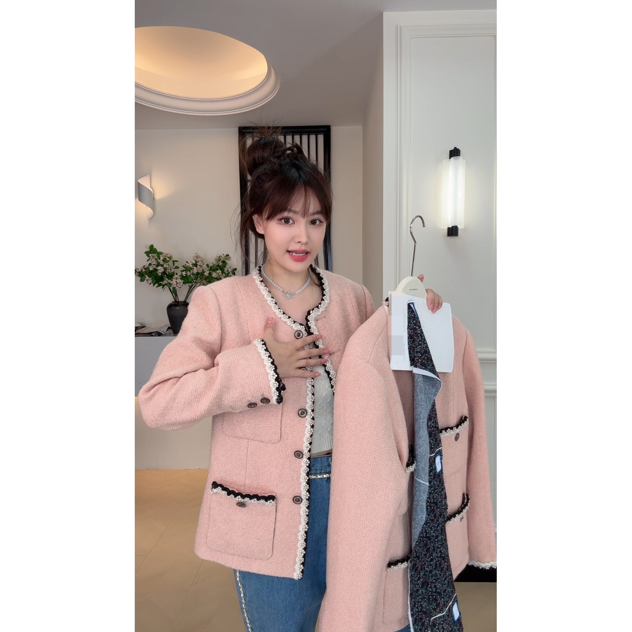 【HoorayLin】宠粉节YB开发小香风手工钉珠羊毛外套里衬定制KHB092