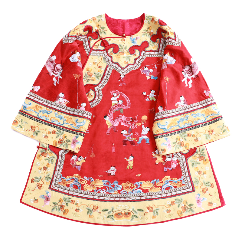 「百子迎春图」丽古龙复古国风原创日常百搭设计感刺绣汉服女装上衣