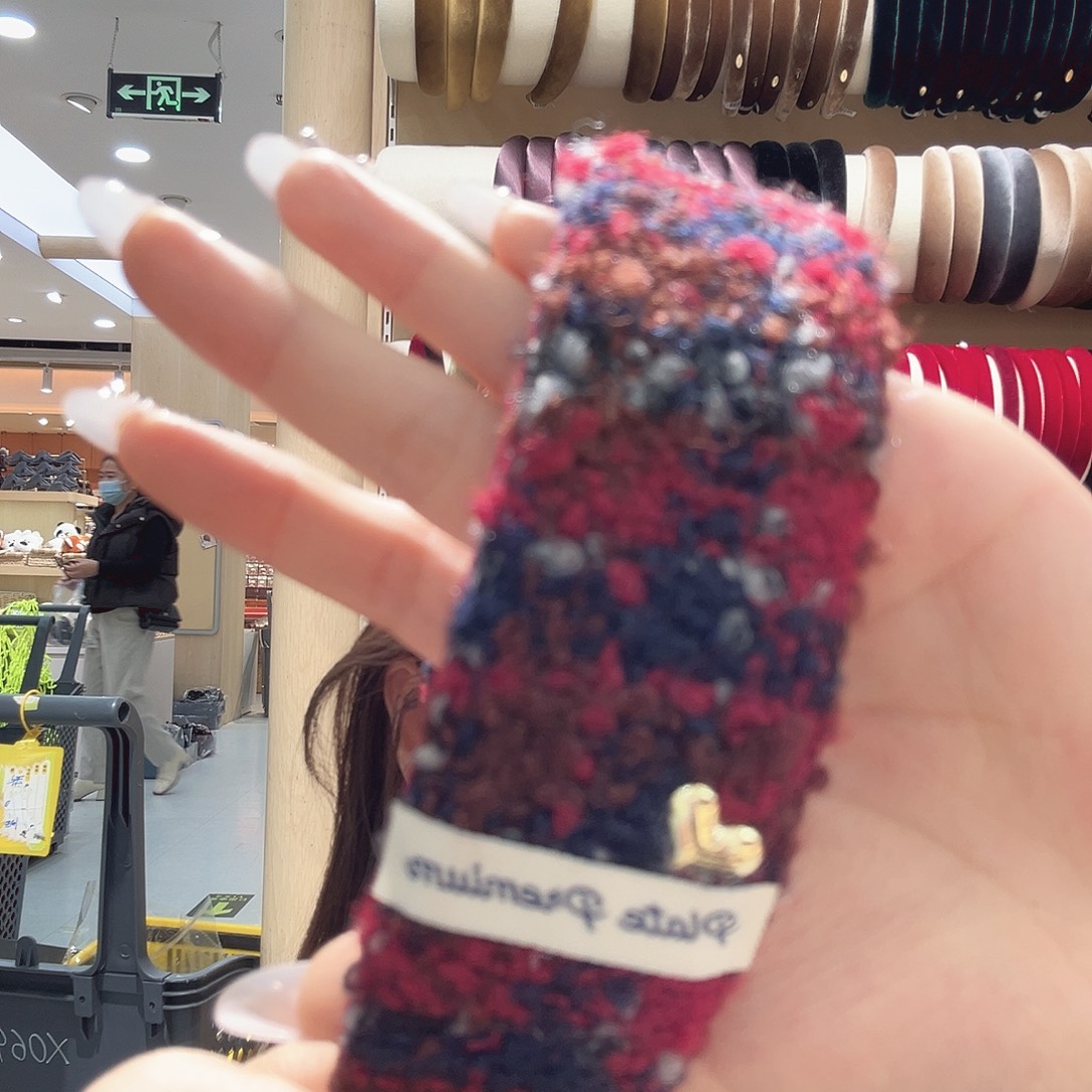 羽毛不锈钢金色爱心红色晕染发箍