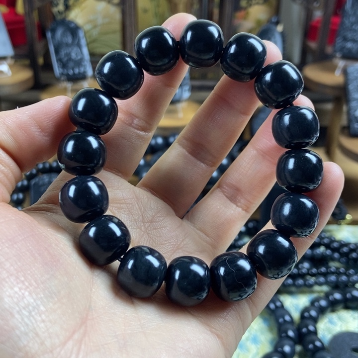 和田玉（墨玉）未镶嵌手串卡14老型特价款