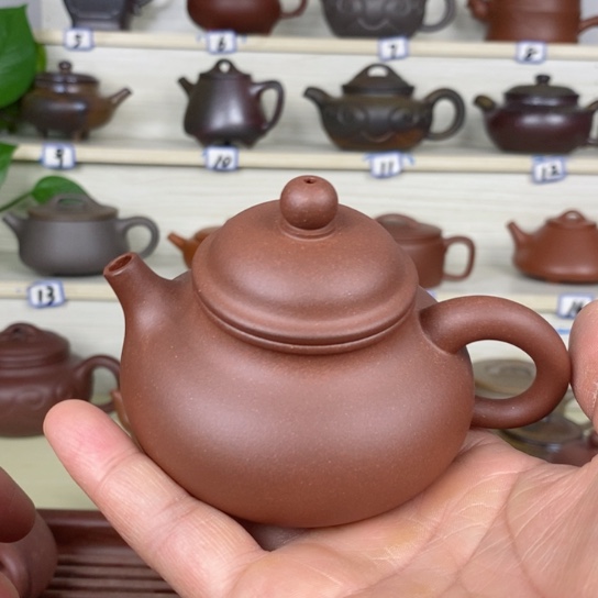 紫砂茶壶风釉羊角山紫泥160cc半手工