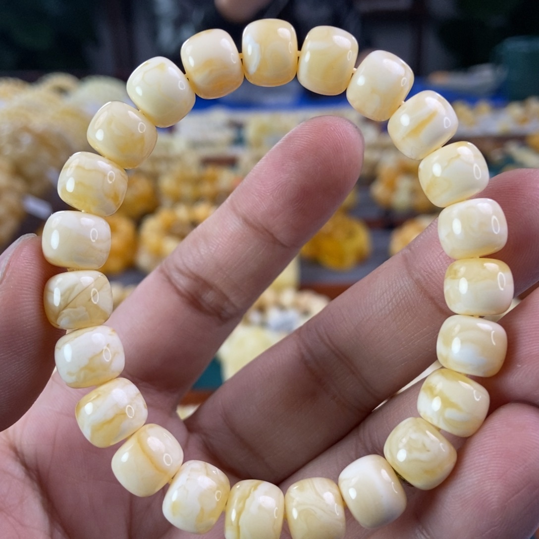 琥珀珠宝奇石未镶嵌10虎皮纹手串13.15