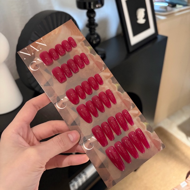 【多尔】-南希-全手工穿戴甲-建构玫红色（有色差偏玫紫色）美甲贴片