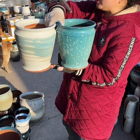 口18高23瑕疵盆子。 