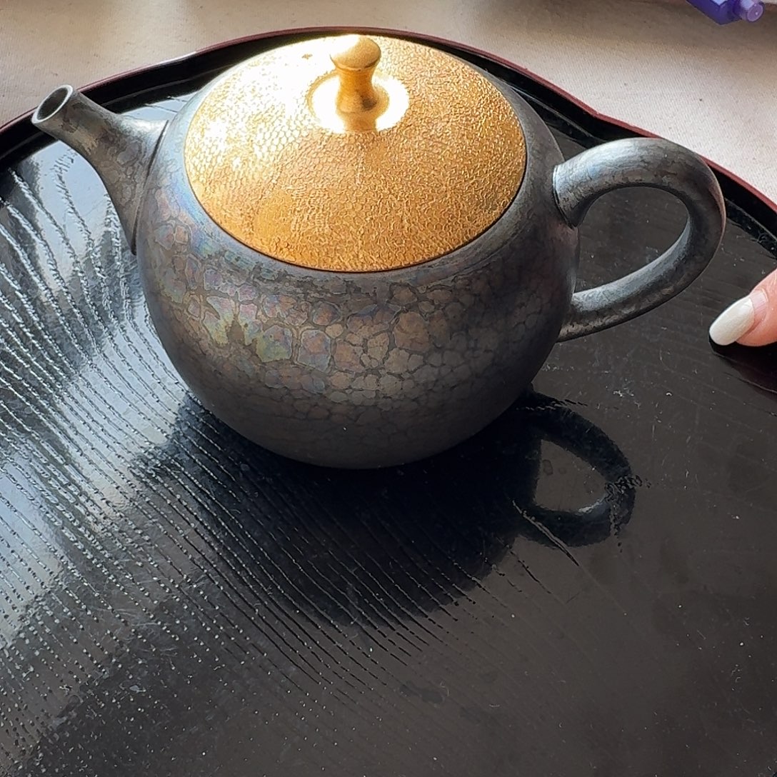 搪瓷昭龙金盖手工茶壶260毫升