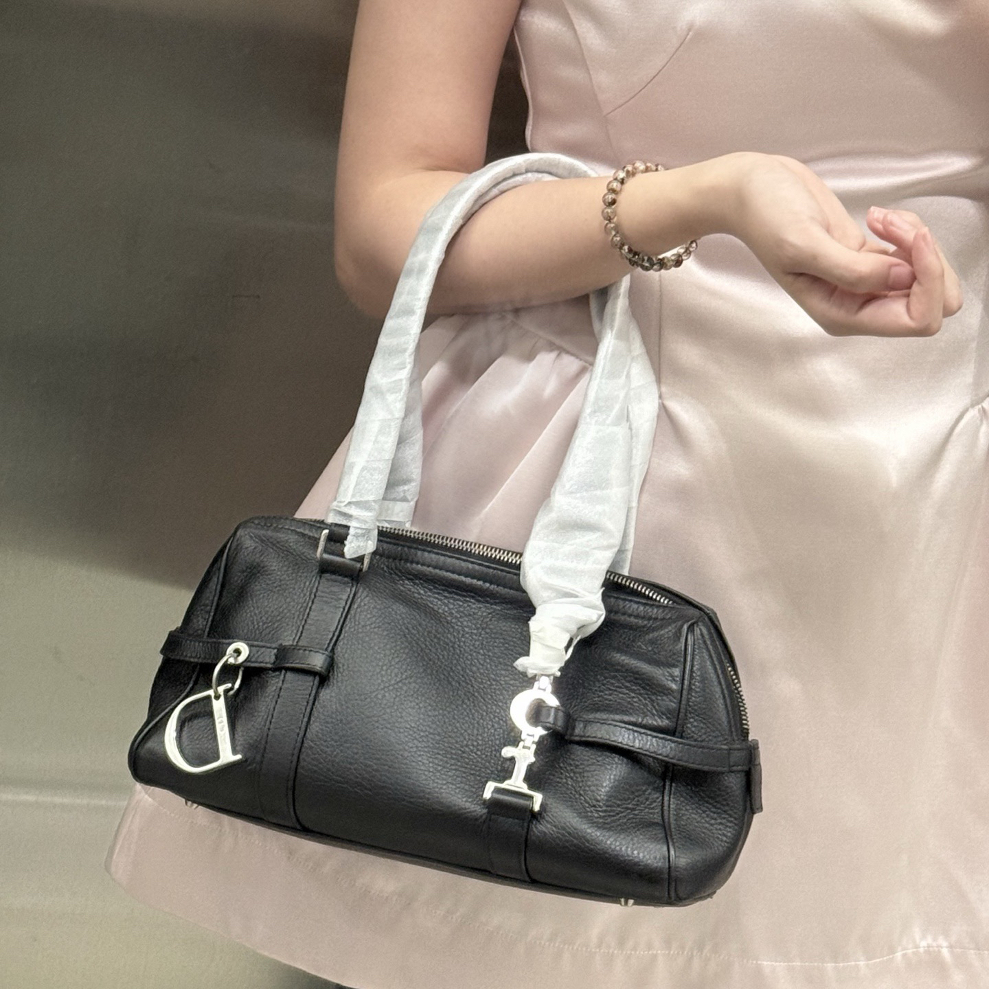 95新 DIOR/迪奥 dior 迪奥黑银大D扣波士顿单肩包