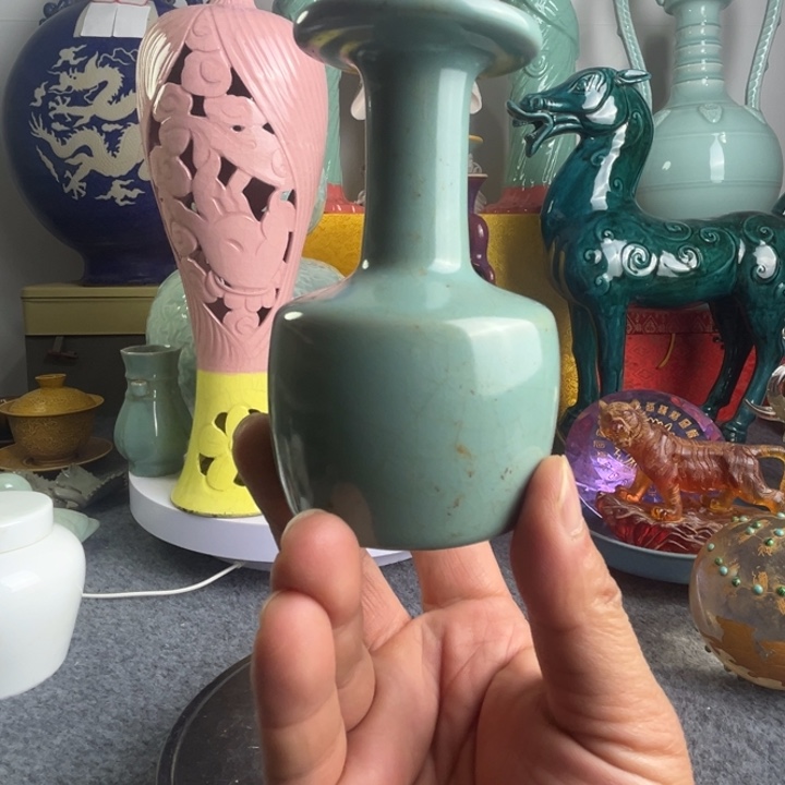 摆件陶我***神汝瓷盘口瓶摆件