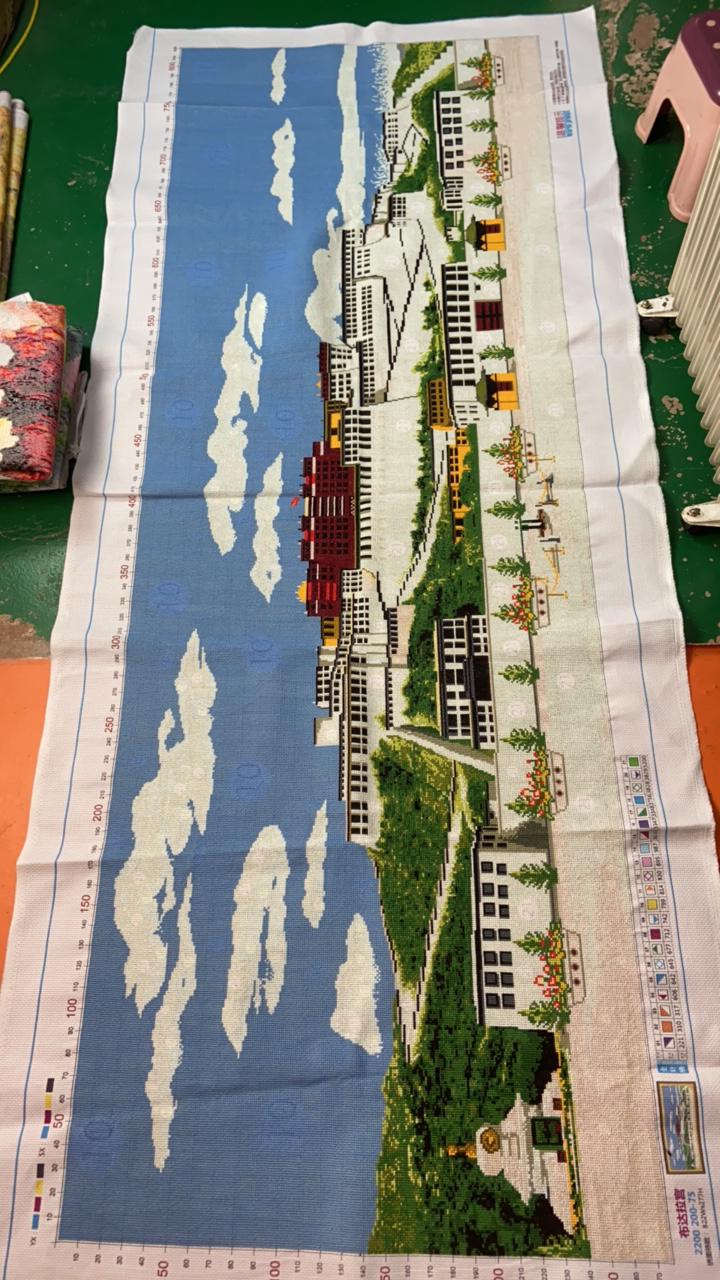 纯手工十字绣成品布达拉宫2.4米满绣客厅挂画