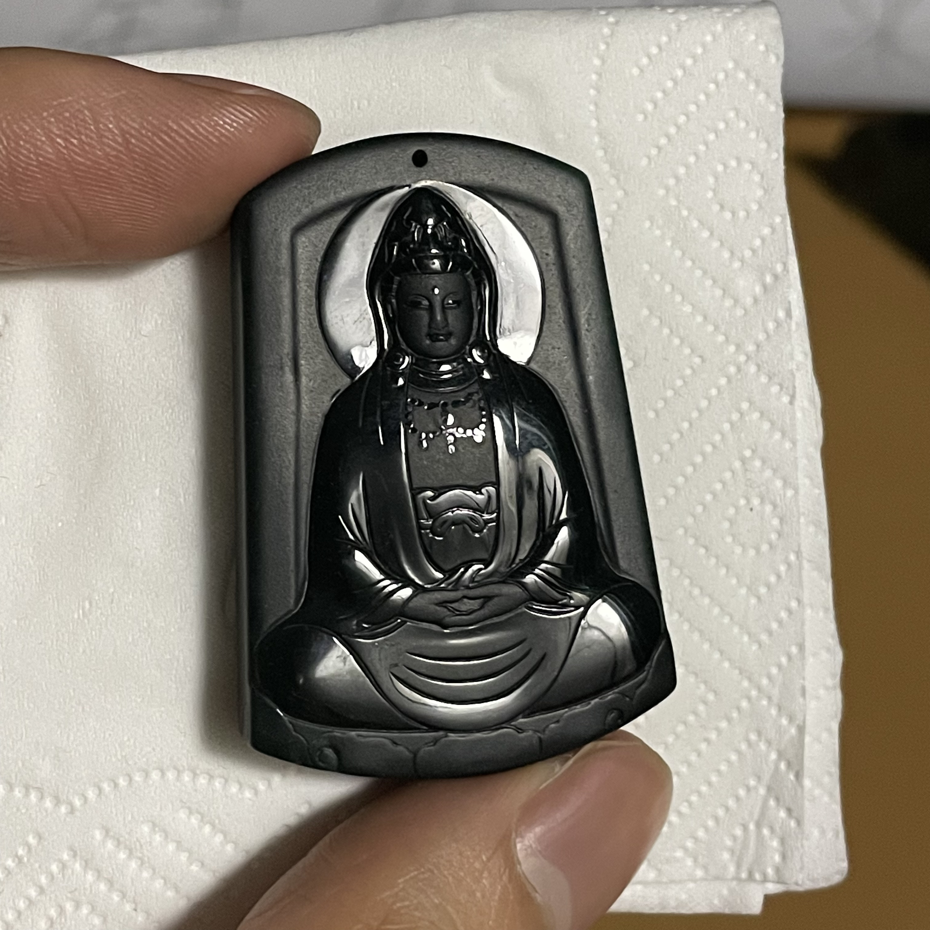 天然翡翠a货 素衣观音玉坠n2