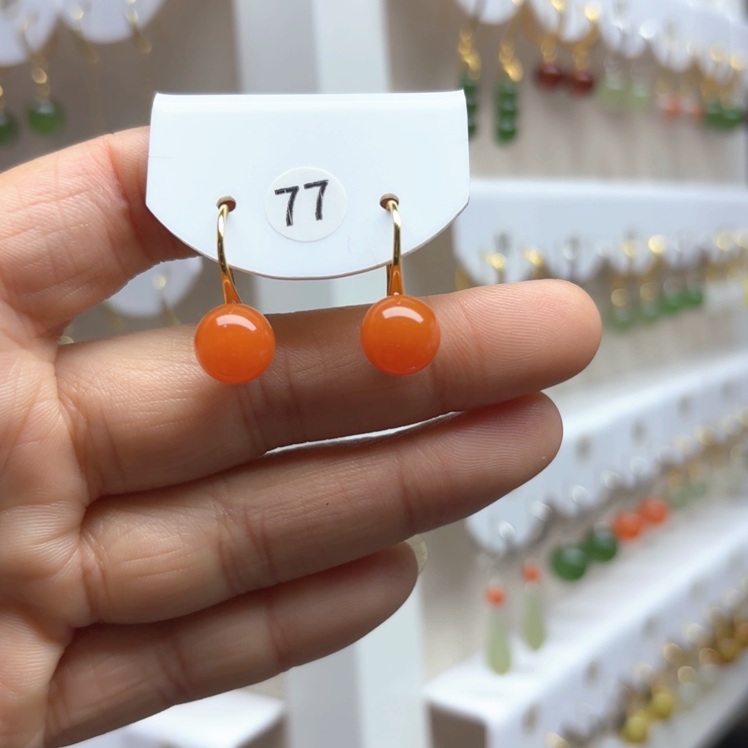 南红玛瑙耳饰银S925镶嵌