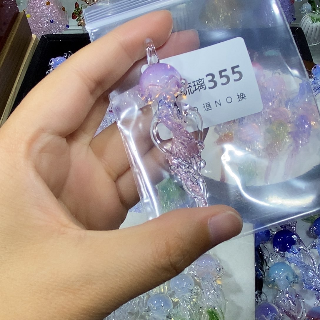 Q***-颈饰玻璃355粉色水母