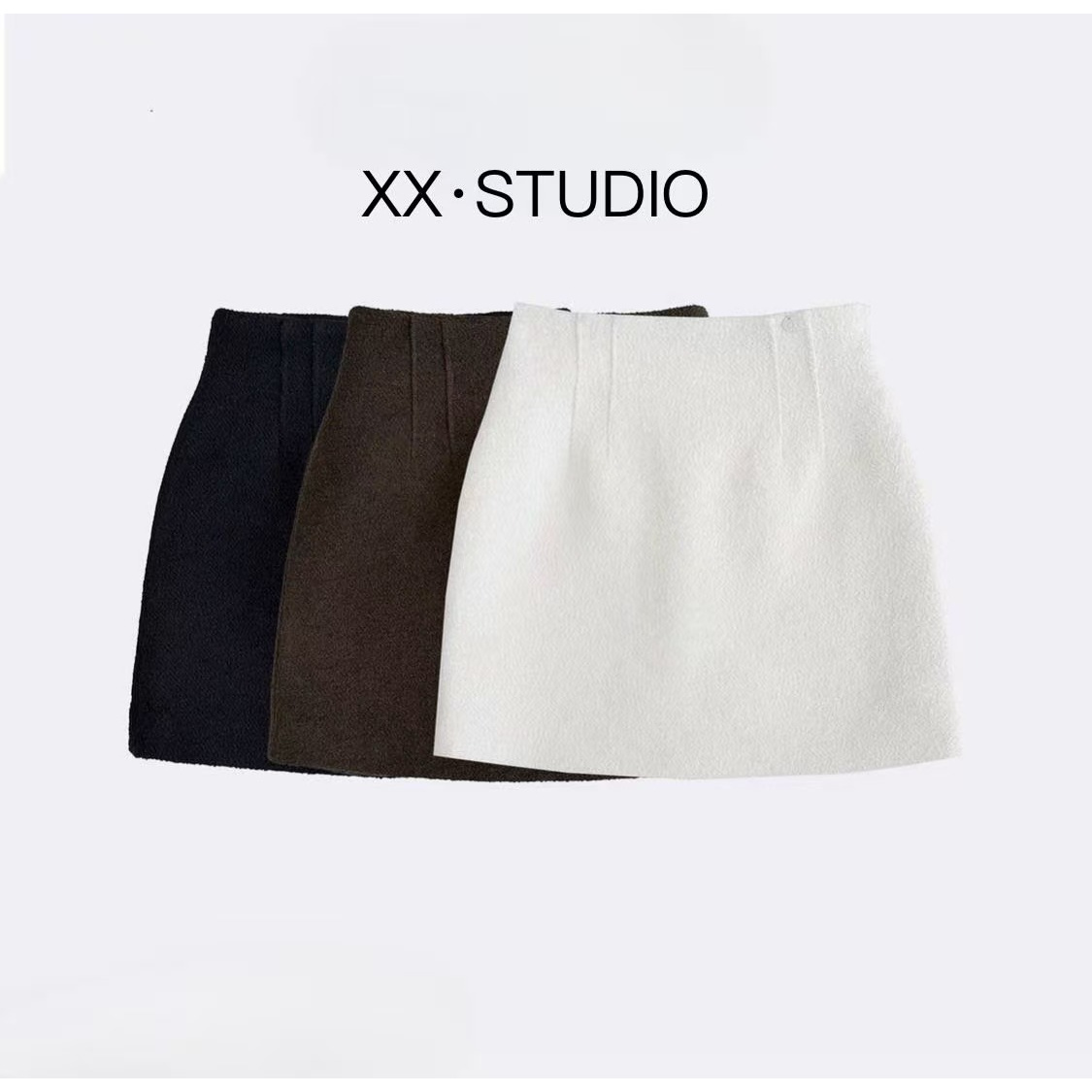 沙漏腰羊毛灰色秋冬加厚显瘦精致显腿长半身裙短裙（安全裤内衬）