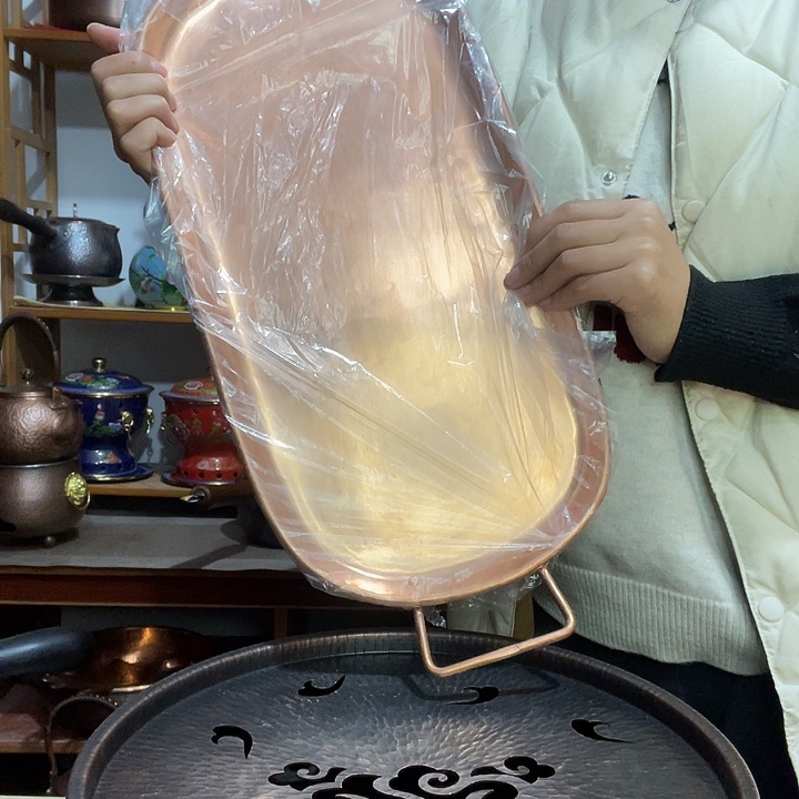 玩***子金属紫铜纯铜长方形盘