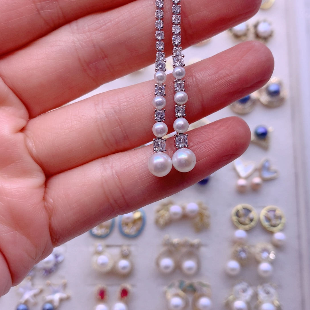 合金耳饰淡水珍珠