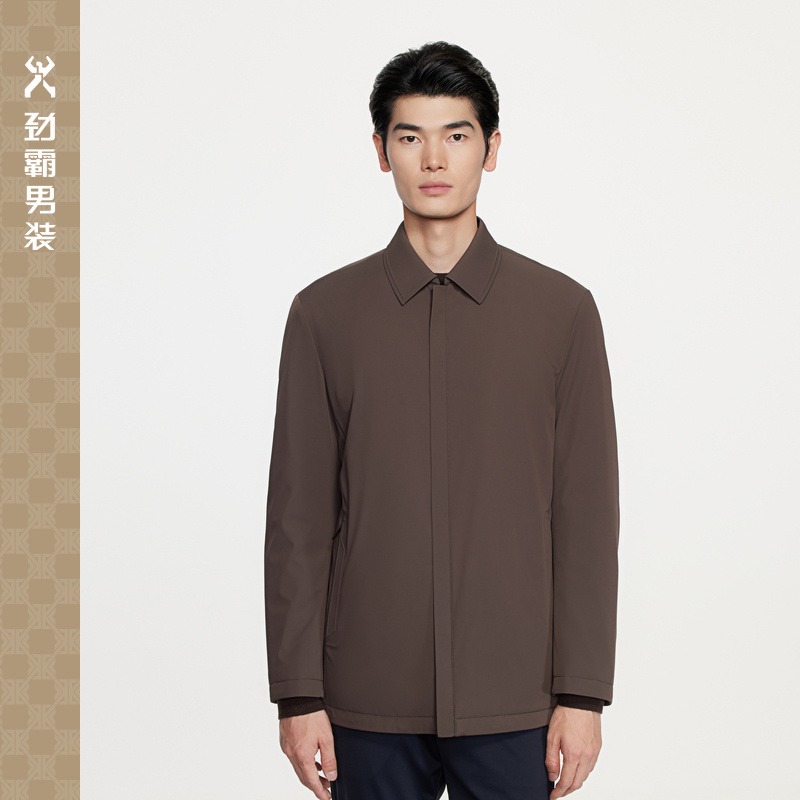 劲霸男装中长版茄克薄羽绒服男款|BREE3304